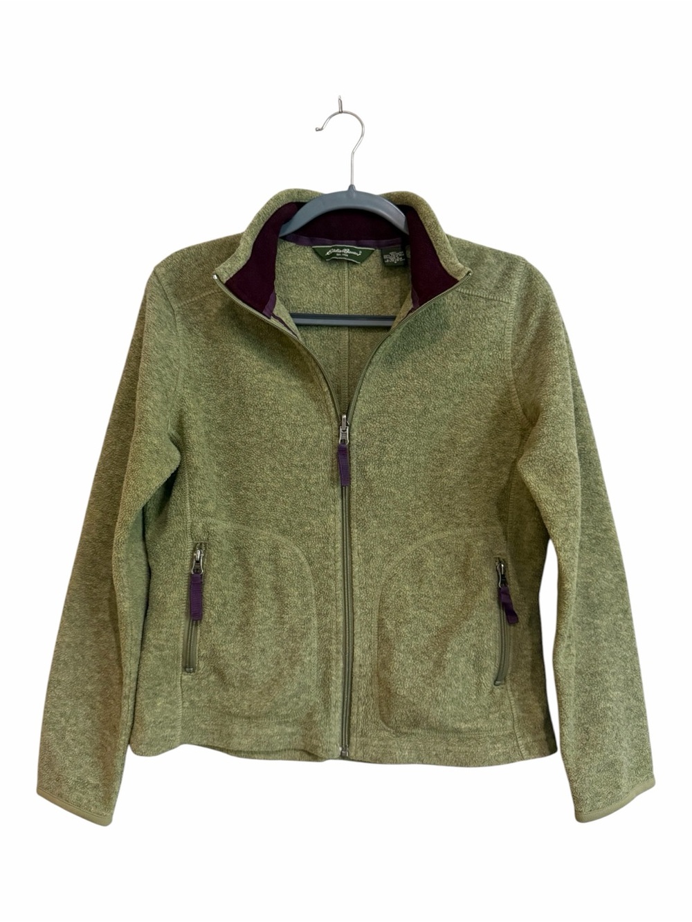 Eddie Bauer Men’s Light Olive Green Fleece Zip-Up Jacket Size Small